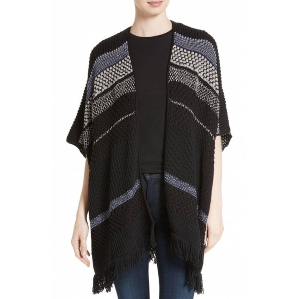 Joie Jolana Black, Grey, White Knitted Cardigan with elbow Sleeves Size M/L